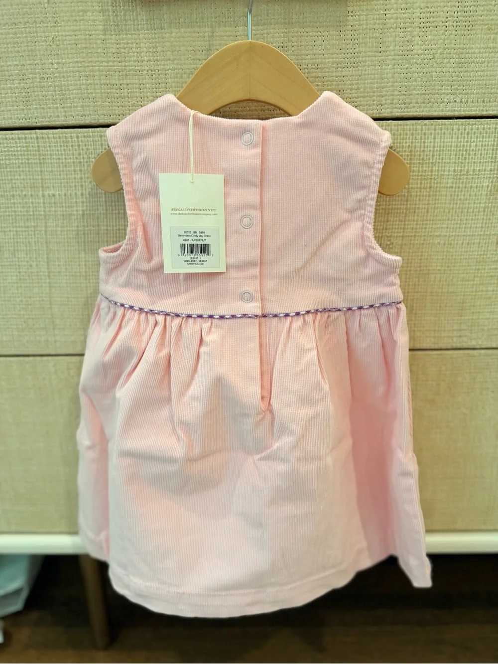 NWT Beaufort Bonnet Company Corduroy Cindy Lou Pink Dress 18/24 Months